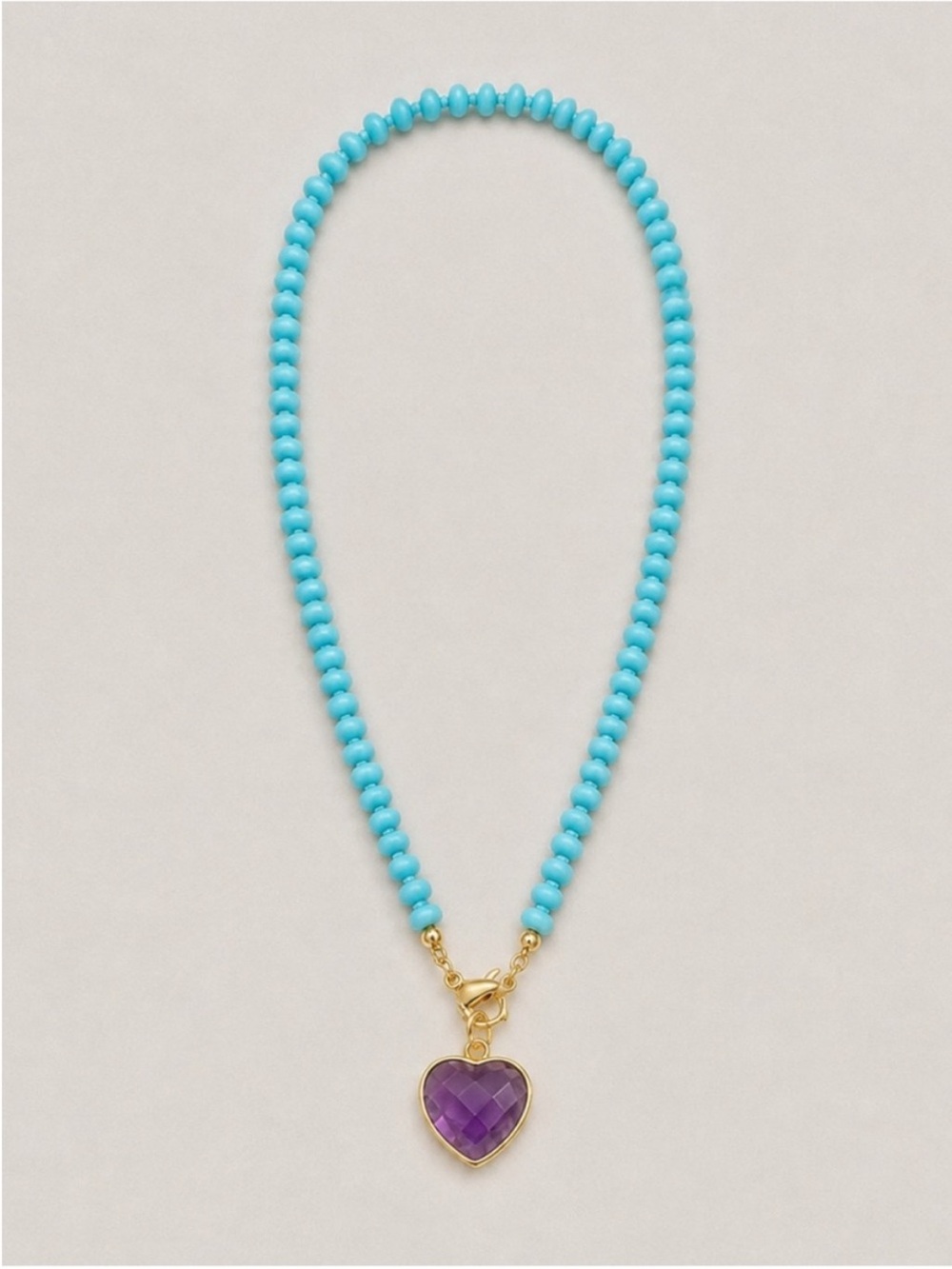 New! Blue Bead Purple Heart Colorful Dopamine Necklace NWOT 3022